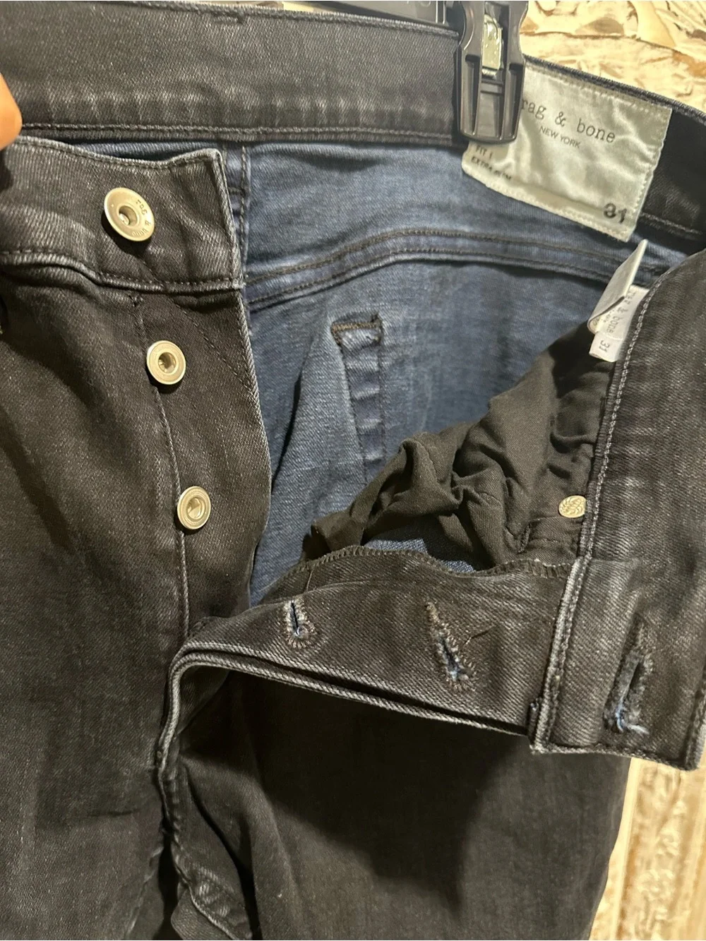 rag & bone Men's Extra Slim Black Jeans